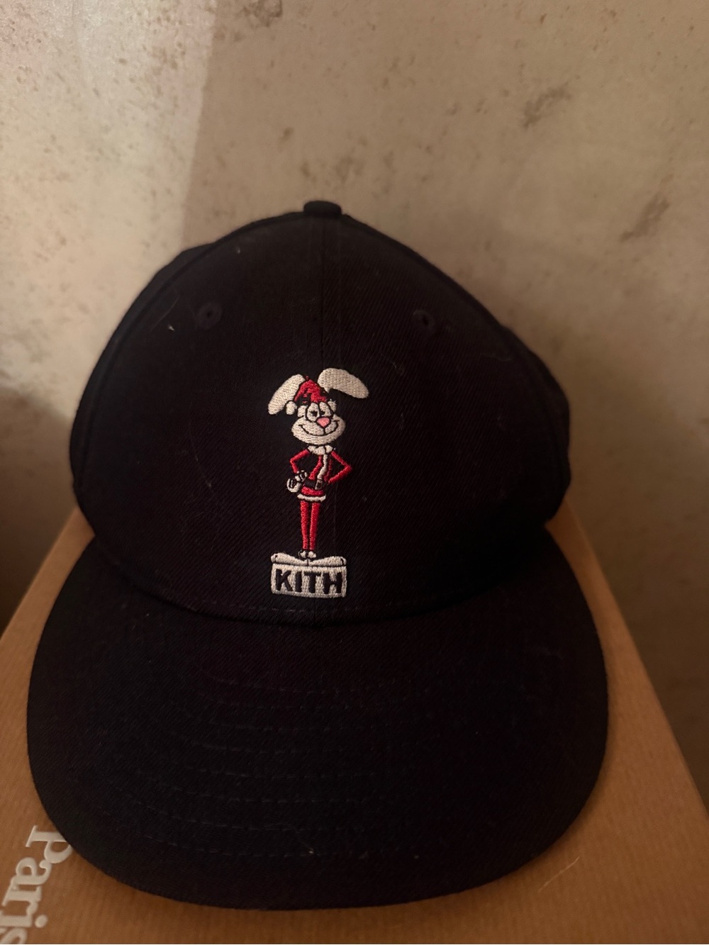Kith Black Kids Hat with Red & White Bunny